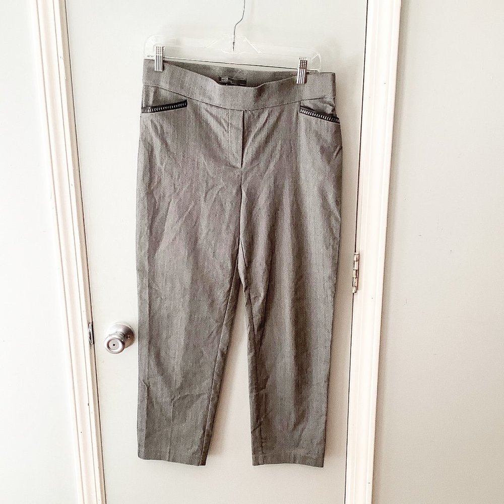 89th & Madison Gray Pull On Dress Ankle Pants Size